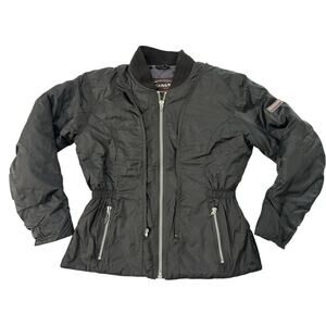 Olympia Moto Sports Jacket Black Full Zip Motorcycle Riding Ladies Small